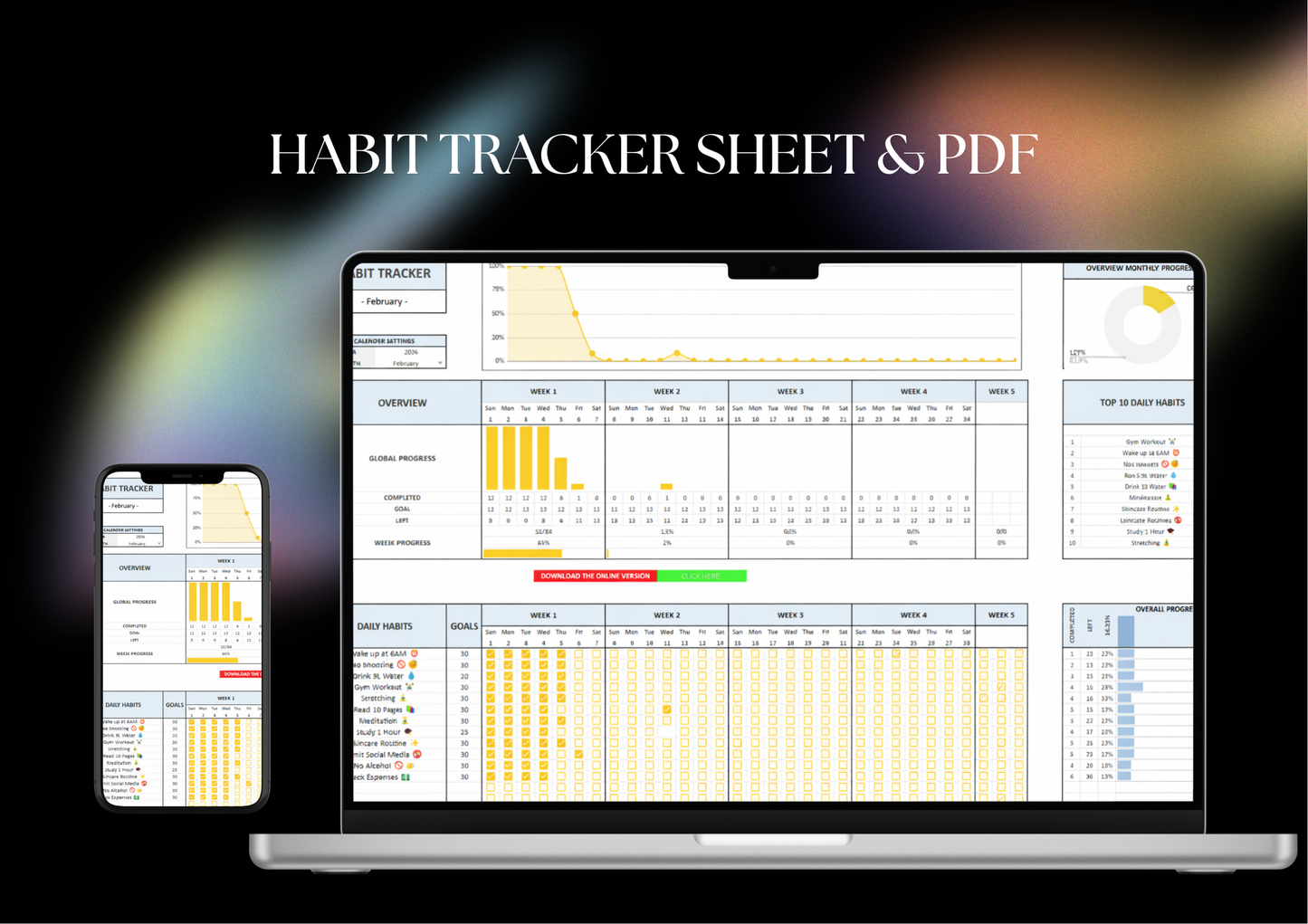 Trueposturic Ultimate Monthly Habit Tracker
